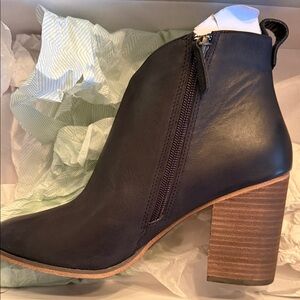 BP Black Ankle Booties with Wooden Heel